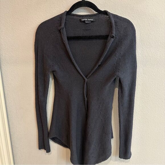 Hannes Roether | S | gray open front woven made in Germany cardigan - Picture 6 of 9